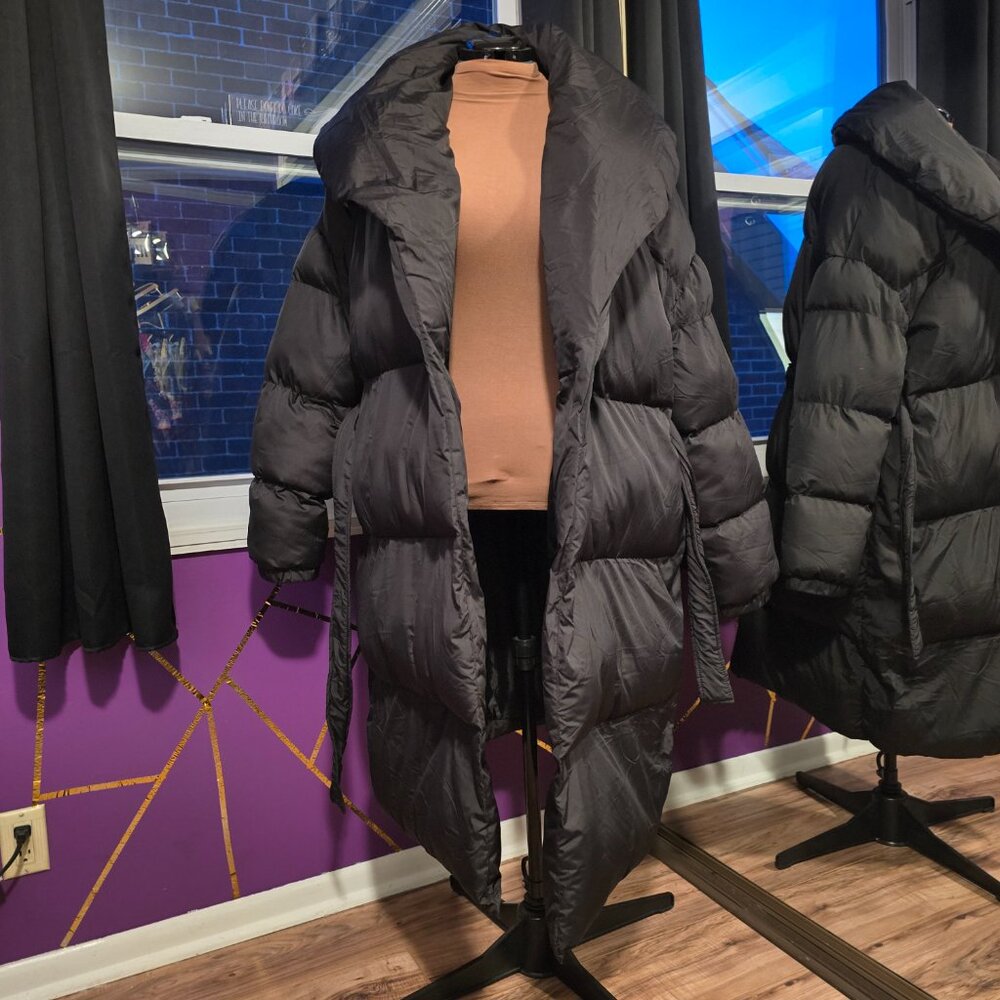 NWT PrettyLittleThing Oversized Longline Puffer Coat, Black, XXL - Picture 5 of 12